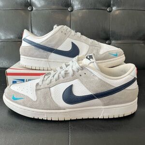 Nike Dunk Low Mini Swoosh Football Grey Midnight Navy